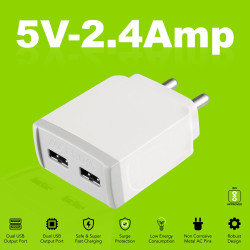 ERD TC-26 2.4 A Multiport USB Charger With 1.5 M Micro USB Datacable (White)