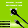 ERD UC-83 3 Amp Fast Charging Extra Tough 1 Meter Long USB to (Micro USB + USB Type C + Lightning)