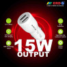 ERD CC-32 5V / 3 Amp Dual Port USB Car Charger (White)