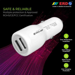 ERD CC-32 5V / 3 Amp Dual Port USB Car Charger (White)